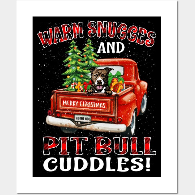 Warm Snuggles And Pit Bull Cuddles Truck Tree Christmas Gift Wall Art by intelus
